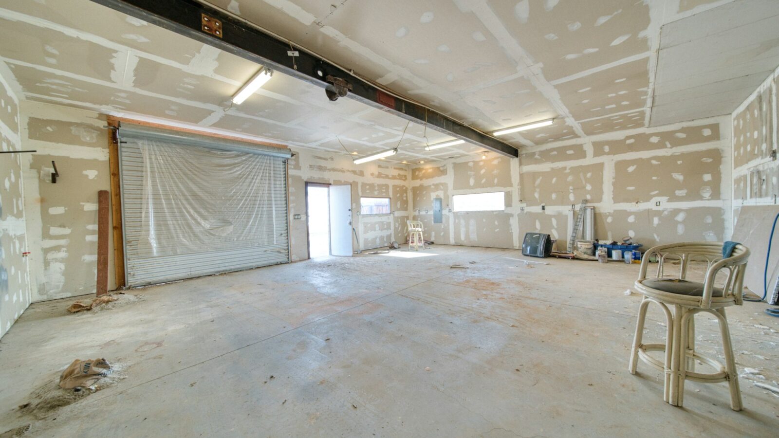 Drywall and stud partition under construction